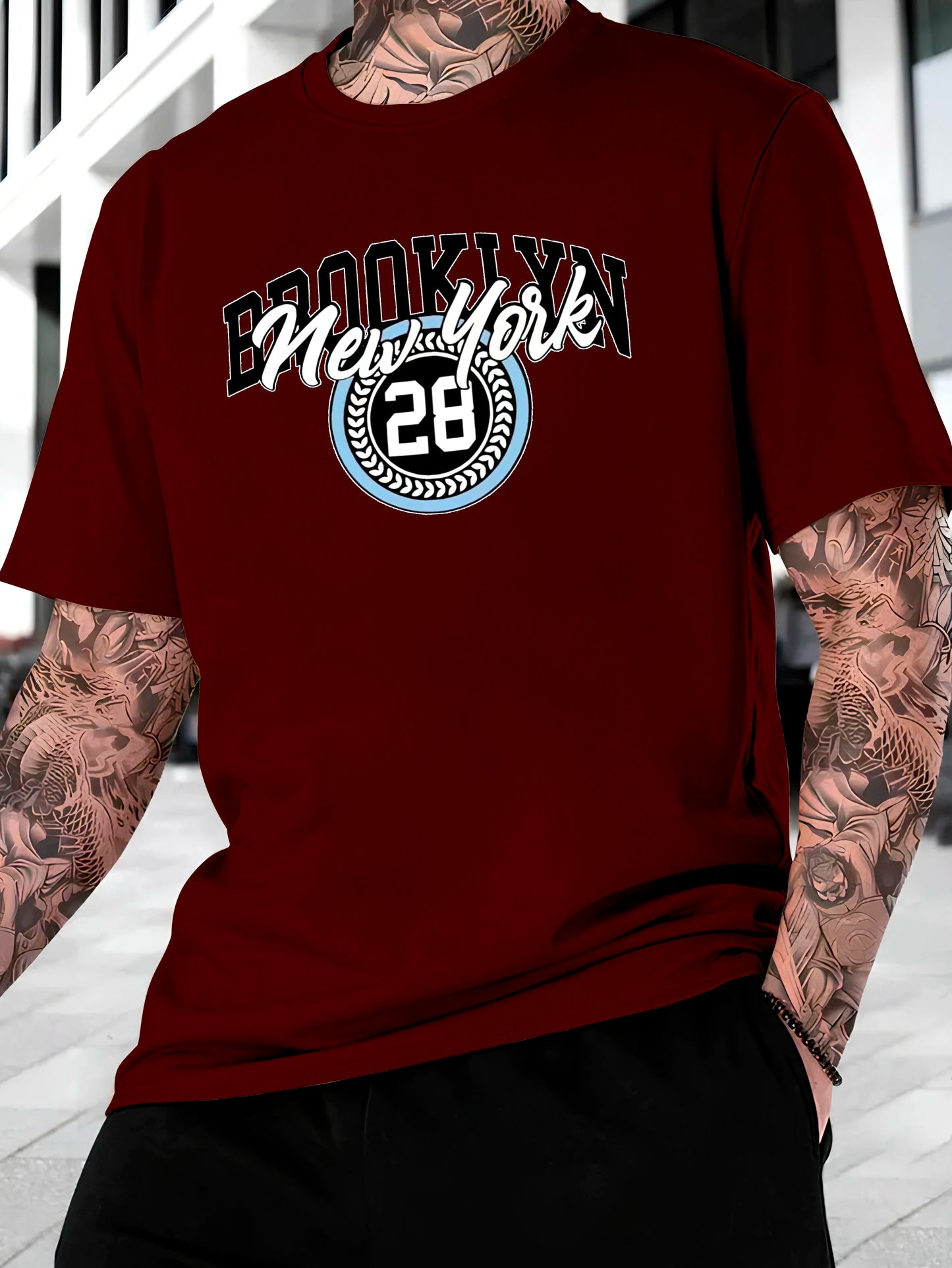 Brooklyn 28 Men's Streetwear T-shirt Cotton Shirt