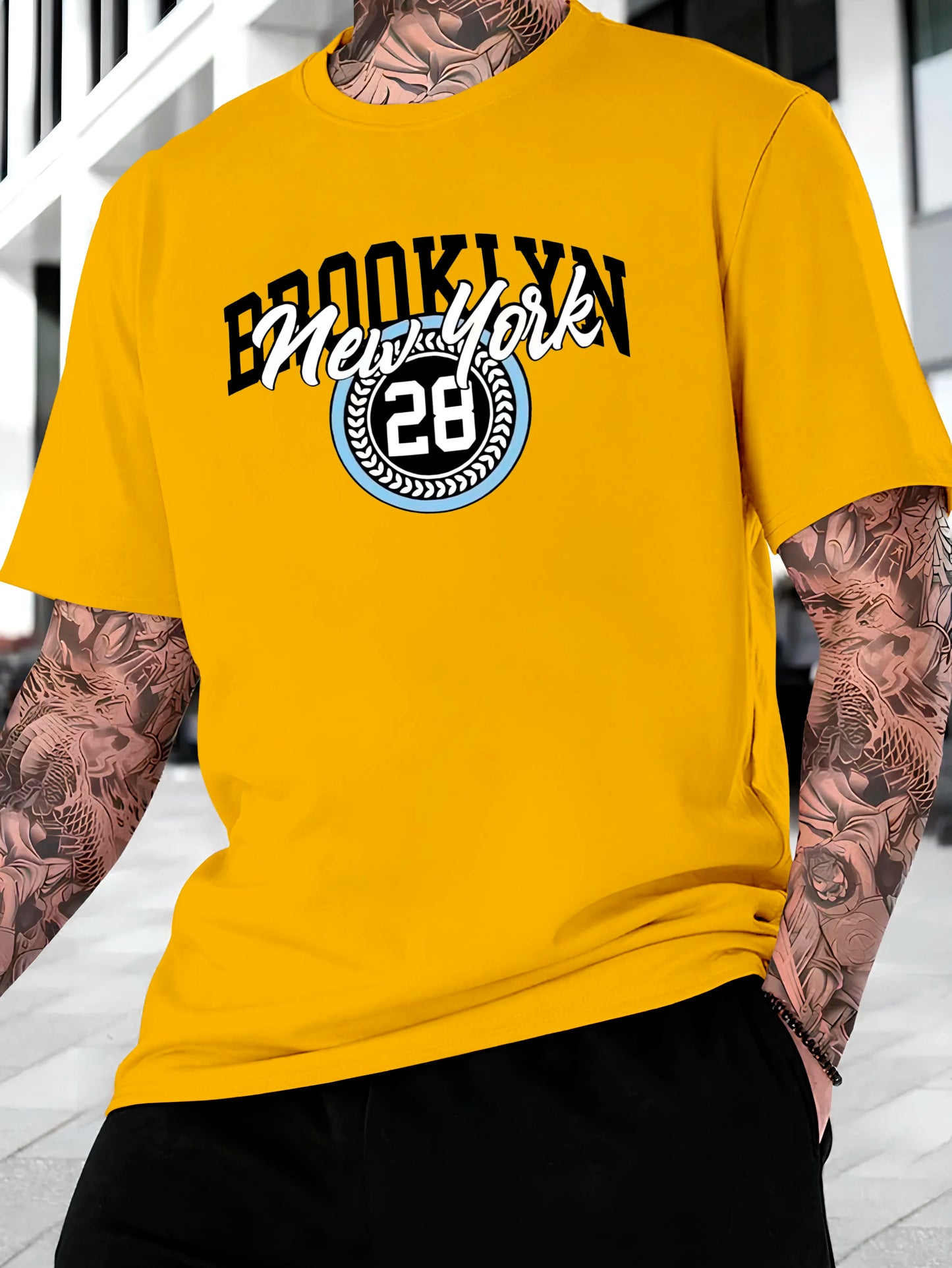 Brooklyn 28 Men's Streetwear T-shirt Cotton Shirt