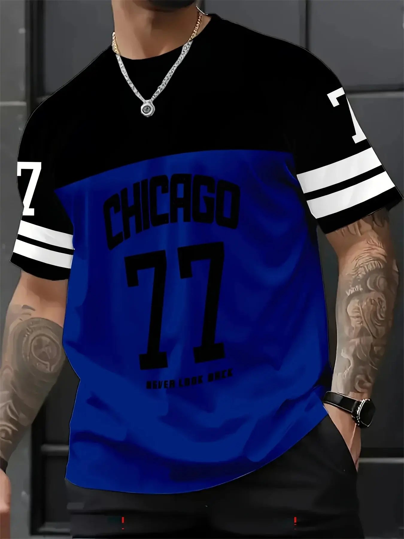 Camiseta Masculina – Chicago - Estilo Casual com Impressão 3D