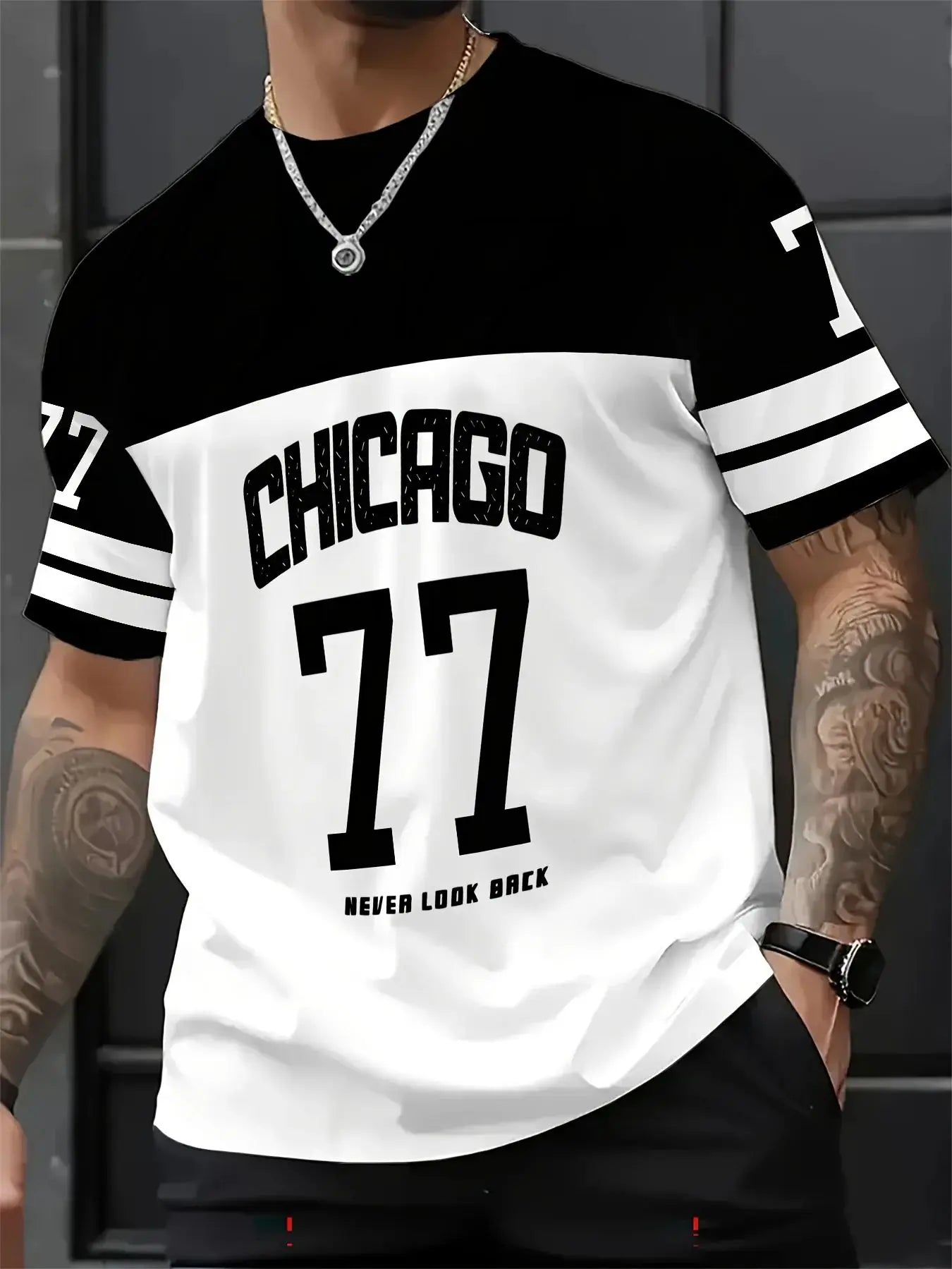 Camiseta Masculina – Chicago - Estilo Casual com Impressão 3D