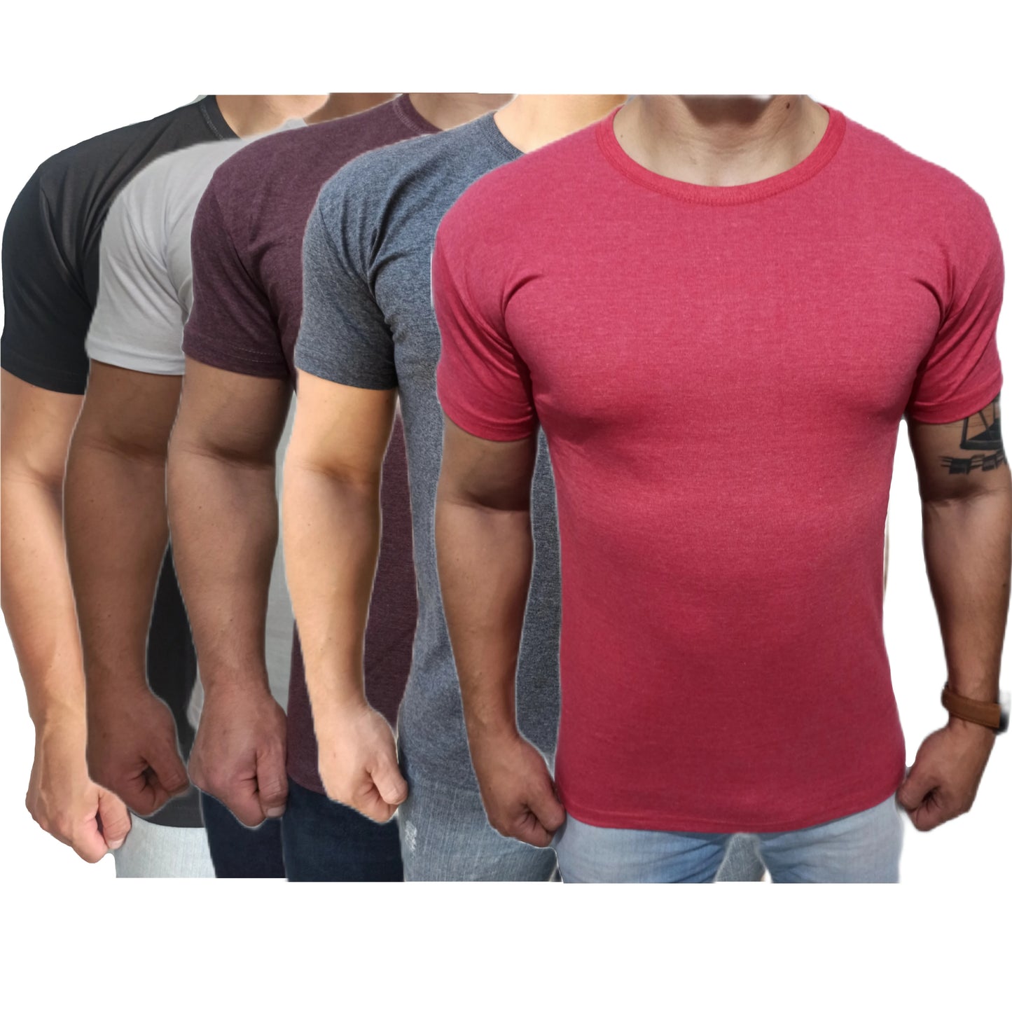 Kit 5 Men's T-Shirts Premium Cotton Lisa Slim