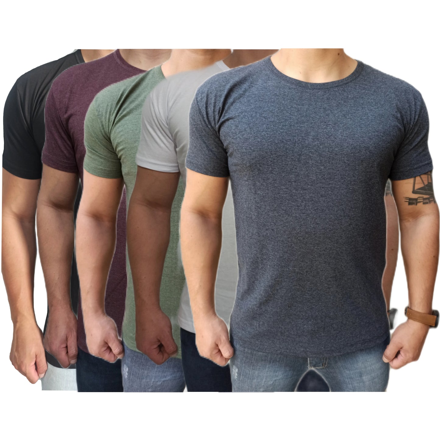 Kit 5 Men's T-Shirts Premium Cotton Lisa Slim